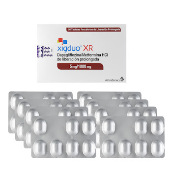 Xigduo XR Dapagliflozina + Metformina HCI 5mg/1000mg AstraZeneca Caja x 56 Tabletas  