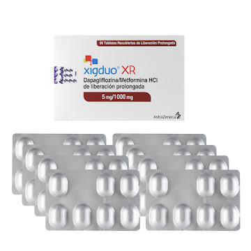 Xigduo XR Dapagliflozina + Metformina HCI 5mg/1000mg AstraZeneca Caja x 56 Tabletas  