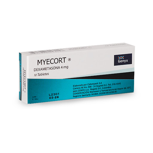 Myecort Dexametasona 4mg Caja x 10 Tabletas