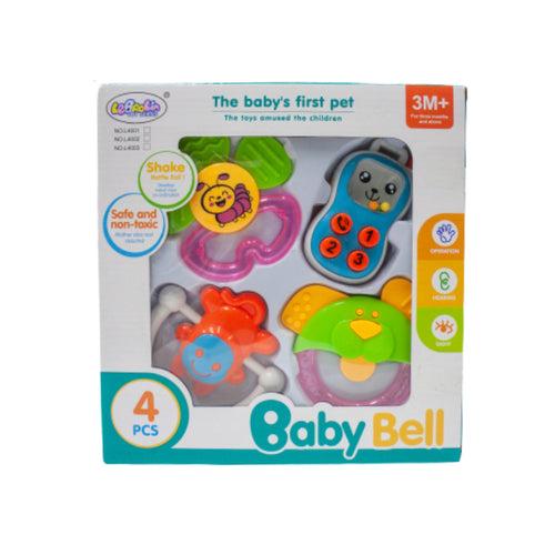 Sonajero Bell Para Bebe Caja Plasticos Asociados Caja x 1 El Sonajero con cuatro figuras diferentes es un juguete ideal para estimular el desarrollo sensorial y motriz del bebé. A través del sonido y sus diferentes formas, promueve la percepción auditiva y v