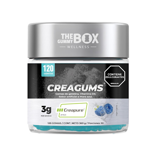 Gomas Creagums The gummy Box con Vitamina B1 y Creatina Frasco x 120 und