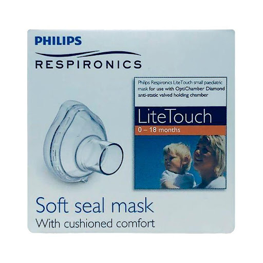 Mascarilla Prochamber Respironics Small Respironics  x 1 Cámara de inhalación con válvula diseñada para mejorar la administración de medicamentos inhalados. Su eficacia clínica es comparable a la de AeroChamber Plus, logrando un mayor porcentaje de partícul