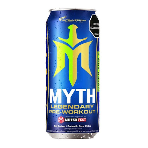 Myth Legendary Pre-Workout Lata X 24 und Pre entreno + Bebida Energizante NUTRAMERICANPHARMA Lata x Paca X 24 latas C/U 310 ml 7.4 L (7.440 ml) Myth, es una innovadora bebida energética pre-entreno desarrollada, con delicioso sabor a manzana verde y ligeramente gasificada.