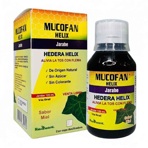 Antitusivo Mucofan Helix 154gr Naturalmente NF Jarabe  x 154gr MUCOFAN Helix es un jarabe expectorante a base de Hedera helix, usado para apoyar el manejo de la tos seca, con flema y síntomas de la gripa.