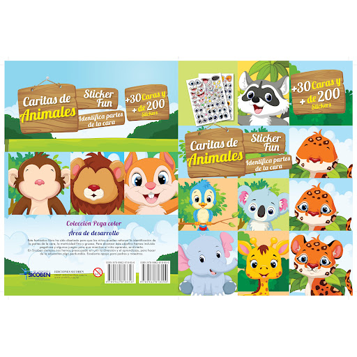 Libro Infantil Sicoben Para Colorear Caritas De Animales x 1 und