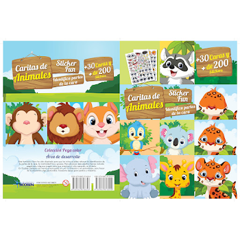 Libro Infantil Sicoben Para Colorear Caritas De Animales x 1 und  