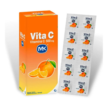 Vitamina C 500 mg MK Sabor A Mandarina Caja x 100 Tabletas  