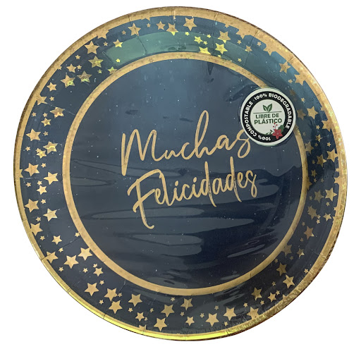 Plato Azul Ecológico Nico Biodegradable Navidad x8 und 