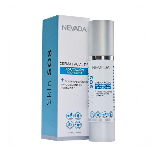 CREMA FACIAL DE HIDRATACION PROFUNDA NEVADA FRASCO x 50 ML Crema hidratación profunda, diseñada con la fórmula de crema- gel hidrata la piel al instante, dejando una sensación suave y tersa. Contiene ácido hialurónico de bajo peso molecular, combinado con un 