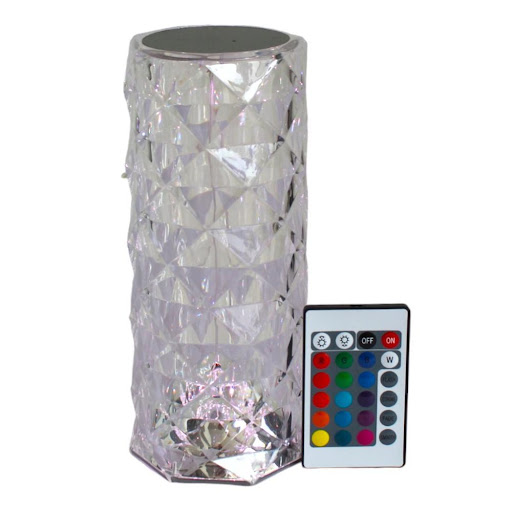 Lampara Decorativa LED de Cristal Recargable UNIMARC Unidad x 1 Añade un toque de elegancia y modernidad a cualquier espacio con nuestra lámpara LED de cristal. Este accesorio decorativo no solo ilumina, sino que también embellece tu hogar con su diseño sofisticad