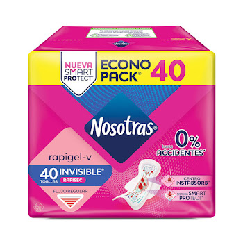 Oferta Toallas Intimas   Nosotras Invisible Rapigel Pack x 40 und  