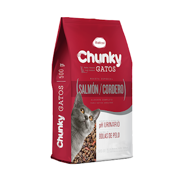 Alimento para Mascotas   Chunky Gatos Salmón y Cordero x 500 gr  