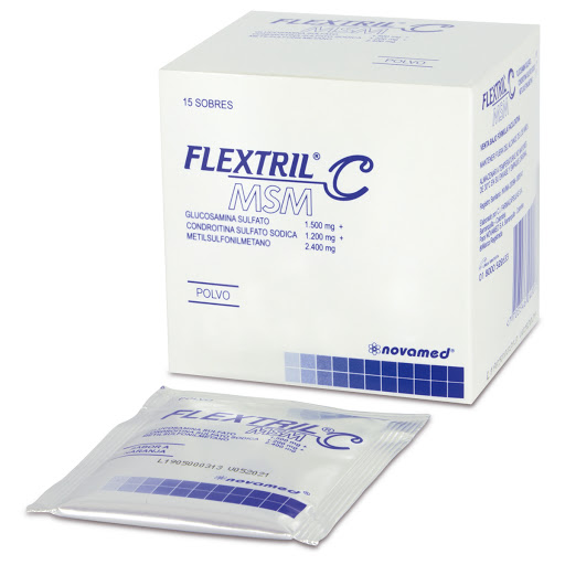 Flextril C MSM Glucosamina + Condroitina 1500/1200/mg Novamed Caja x 15 Sobres