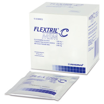 Flextril C MSM Glucosamina + Condroitina 1500/1200/mg Novamed Caja x 15 Sobres  