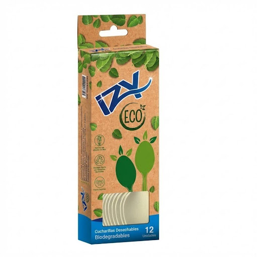 Cucharas Desechables Biodegradables - Izy Eco X2 UNIDADES IZY ECO 2 CAJAS DE 12 CUCHARAS x 2 PAQUETES DE 12 UNIDADES Cucharas Desechables Biodegradables - Izy Eco, son 100% biodegradables
Hechas a base de almidón de maíz, es un perfecto balance entre desempeño y beneficio ambiental. 
Libres de plástico

Las cucharas