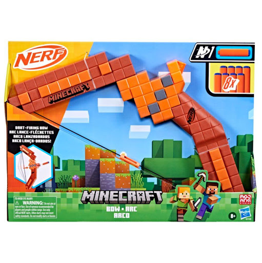 Lanzador Nerf Minecraft Arco Nerf  x 1 Es un juguete inspirado en el icónico arco del videojuego Minecraft. Este lanzador combina la emoción del juego con la acción de disparar dardos, ofreciendo una experiencia única y divertida. Incluye 