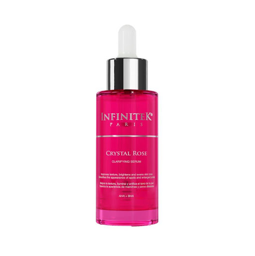Sérum Clarificante Crystal Rose Con AHA+BHA INFINITEK PARIS Gotero x 1 Sérum Clarificante con Ácido Glicólico, Salicílico y Azelaico, mejora la textura y unifica el tono de la piel. Hidrata, suaviza manchas y minimiza poros. Fórmula antioxidante y dermotológicamente prob