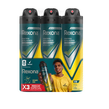 Tripack Rexona control Inteligente V8 Fifa Paquete x 3 und  