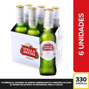 Cerveza Stella Artois Six Pack 6 Botellas x 330 ml  