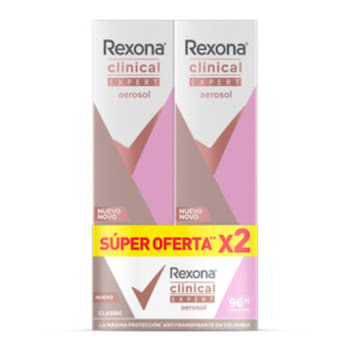 Desodorante Mujer Rexona Clinical Class Expert Aerosol 91 Gr Frasco x 2 und  