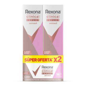 Desodorante Aerosol Rexona Clinical Class Expert Aerosol 91 gr x 2 und  