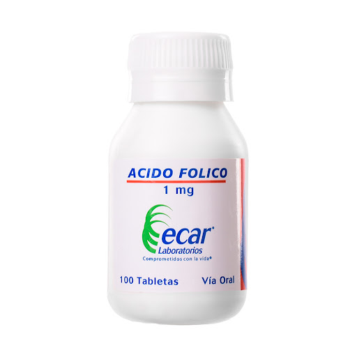 Ácido Fólico Ecar 1 mg Frasco x 100 Tabletas