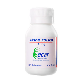Ácido Fólico Ecar 1 mg Frasco x 100 Tabletas  