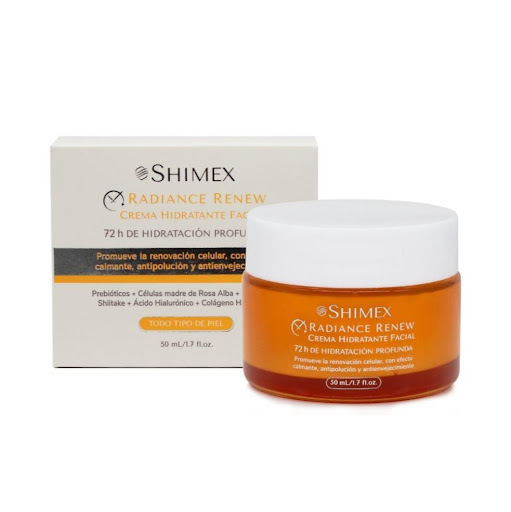 Tratamiento hidratante de renovación celular - Radiance Renew x 50 ml SHIMEX 50 x 1 El tratamiento Radiance Renew es mucho más que una crema hidratante: es un tratamiento facial 5 en 1 que combina activos de altísimo nivel para transformar la piel desde la primera aplicación. Su fórm