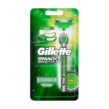 Afeitadora Gillette Mach3 Sensitive AquaGrip con 2 Repuestos Blíster x 1 und  