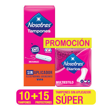 Tampones Digitales Nosotras Súper x 12 und + Protectores Nosotras Multiusos x 15 und undefined