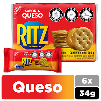 Galletas Ritz Queso 6 Paquetes x 204 gr  
