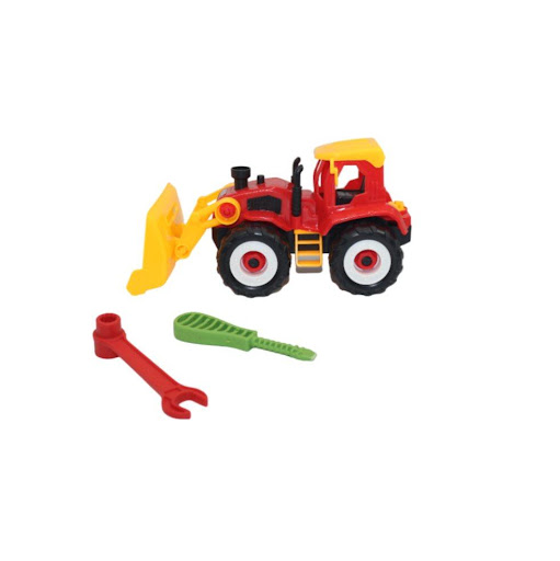 Buldocer Didactico Bolsa Plasticos Asociados  x 1 Es un juguete educativo diseñado para armar y desarmar. Incluye piezas de diferentes formas y colores, además de herramientas que imitan las reales, lo que lo hace atractivo y divertido para los niños