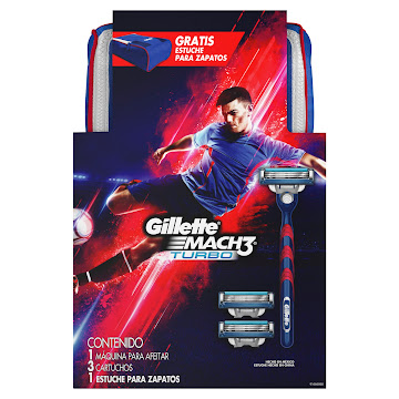 //OFT MAQUINA DE AFEITAR GILLETTE MACH TURBO 3 + 2 REPUESTOS + MORRAL  