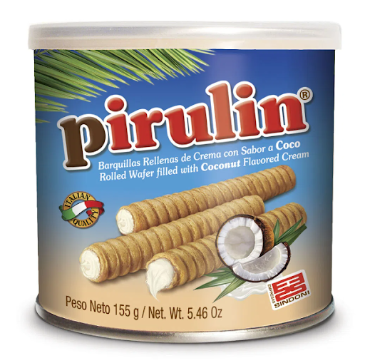 Barquillos Pirulin Rellenos De Coco Tarro x 155 gr
