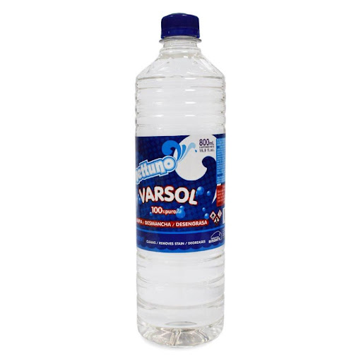 Varsol Nettuno X 800 mL Nettuno Frasco x 1 Und Elimina manchas de pisos, azulejos y baldosas. También se usa como solvente y quitamanchas en prendas de vestir y tapizado.

FORMAS DE USO 
Aplíquelo puro para sacar las manchas más fuertes. Úselo par