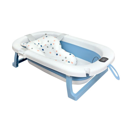 Bañera Bebé Happy Baby Cojín y Termómetro Samy Azul HAPPY BABY Caja x 1