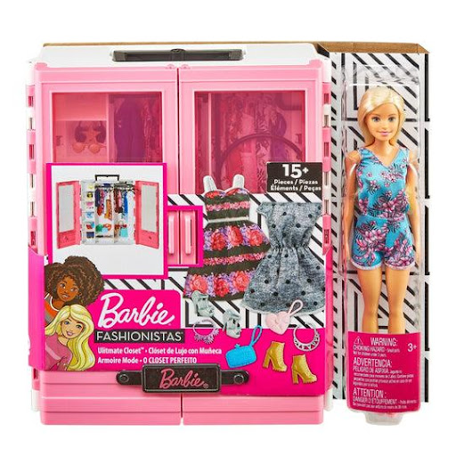 Barbie Nuevo Closet De Lujo Con Muñeca Mattel Barbie  x 1 El Barbie Nuevo Closet de Lujo con Muñeca Mattel es el set ideal para los niños que aman combinar estilos y jugar con la moda. Con su práctico diseño portátil y su variedad de ropa y accesorios, permi