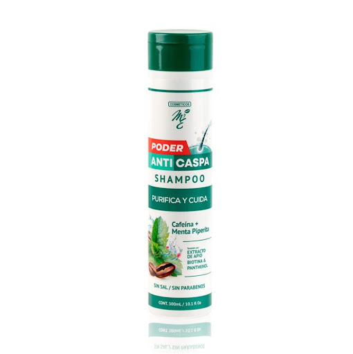 Shampoo MYE, PODER ANTICASPA, X 300mL, X1 Cosméticos MyE Pote x 1 Innovadora fórmula que ayuda a controlar la caspa,reducir la picazón, sequedad y el exceso de grasa, gracias a sus ingredientes naturales. Combate el hongo que produce la caspa manteniendo el cuero ca