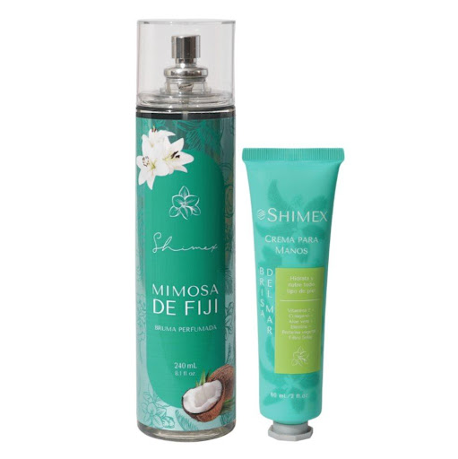 KIT DUO BRUMA MIMOSA DE FIJI 240 ML + CREMA BRISA DEL&nbsp;MAR&nbsp;X&nbsp;60&nbsp;ML SHIMEX 240 ML, 60 ML x 2 UNI Bruma: Brumas perfumadas Shimex: frescas, florales y llenas de energía tropical. Presentación de 100 ml, perfectas para llevar siempre contigo.

Crema para manos: Hidratación intensa y protección para