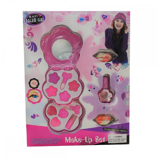 Maquillaje Flor Espejo Mediana Dream Girl Caja Plasticos Asociados  x 1 Este set de maquillaje es ideal para que los niños exploren su creatividad y disfruten de un juego simbólico lleno de color y expresión. Con rubor, brillo de labios, esmaltes de uñas y sombra de ojos,