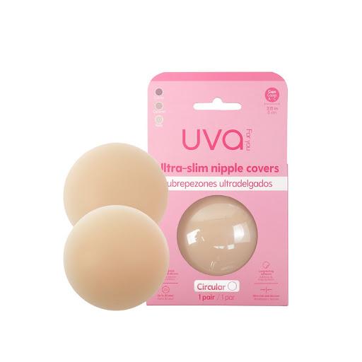 Cubrepezones Circulares Caramel UVA UVA CAJA x 2 Cubrepezones UVA ultradelgados e invisibles, hechos de silicona de grado medico. Suaves, hipoalergenicos y reutilizables, perfectos para usar sin brasier y bajo cualquier prenda.