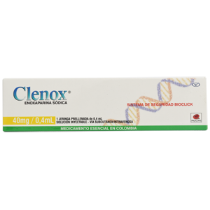 **Clenox x40gr/0.4ml Solución Inyectable Procaps Caja x1 und Enoxaparina Sódica 20mg  