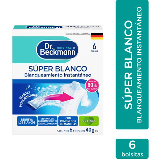 Blanqueador De Ropa Dr. Beckmann Súper Blanco 6 Sobres de 40 g Dr. Beckmann cajita x 6
