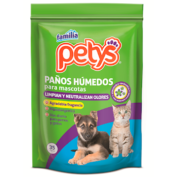 Toallas Húmedas Familia Petys Para Mascota x 35 und  