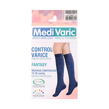 Medias De Compresión Medivaric Mediana Rodilla Dama 15-20 Negro L x 1 und  