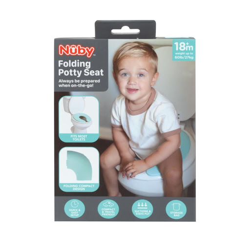 Asiento Portátil Con Bolsa Para Orinal Nuby Caja x 1 El Asiento Portátil con Bolsa para Orinal de Nuby es ideal para niños en entrenamiento para ir al baño. Su diseño plegable y compacto facilita su transporte, y las ventosas antideslizantes aseguran es