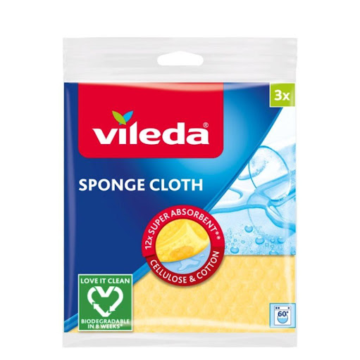 Paño Limpiador Celulosa Vileda 3 Und Vileda Bolsa x 3 Paño multiusos súper absorbente con celulosa y algodón, es ideal para mantener limpias y secas las superficies. 

Con gran resistencia a los lavados, por su material no se deforma ni se encoge. Absorb