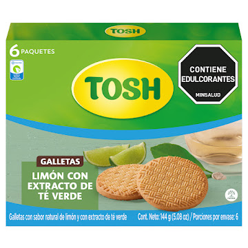 Galletas Tosh Limón Te   verde Caja x 6 Paquetes 