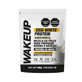 Proteína Egg White Protein Wakeup Sabor Vainilla Bolsa x 450g   