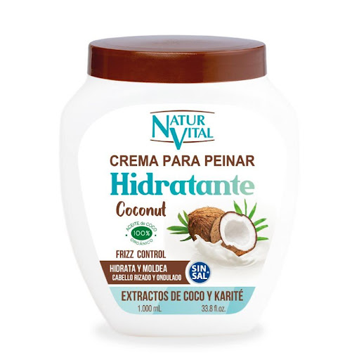 Crema Para Peinar Naturvital Hidratante Coconut XL NATURVITAL Frasco x 1 Und Crema con extracto de Coco y Manteca de Karité, ideal para cabello rizados y ondulados. Su Fórmula a base de extractos vegetales aportan hidratación, facilitando el peinado, la definición del rizo y c
